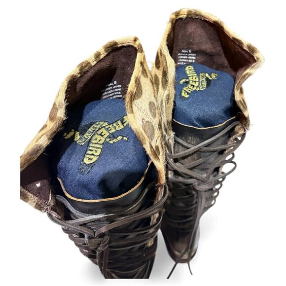 Free Bird Coal Leopard Leather Boots - Size 8 - Picture 4 of 6